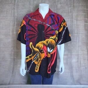 Spiderman Fab exchange short sleeve shirt men's button front XL